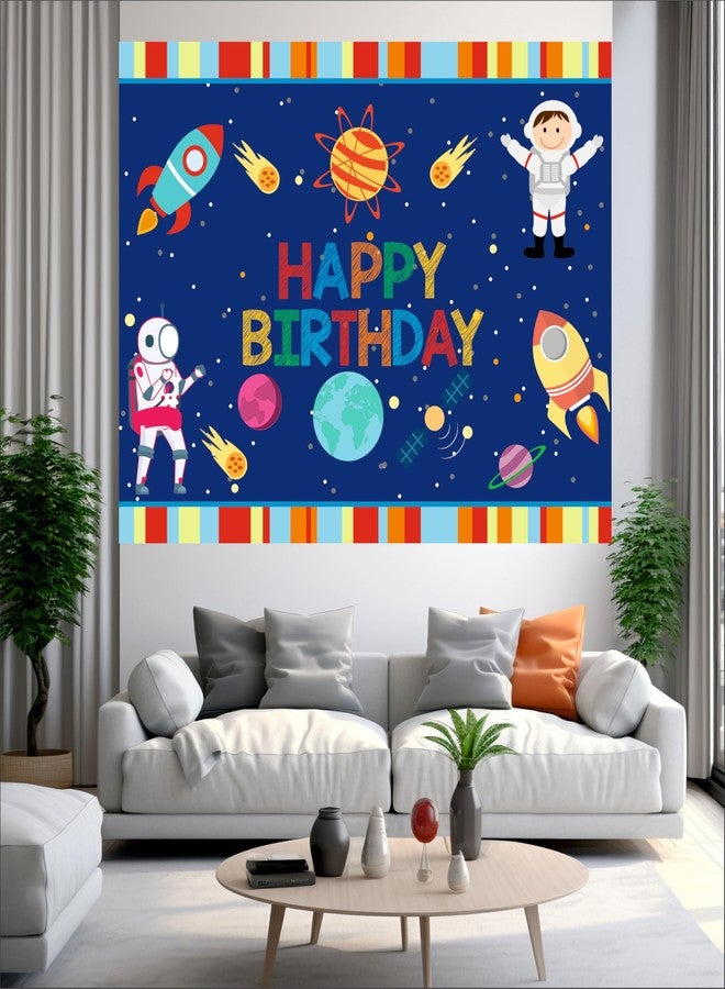 Party Baazaar Space Birthday Backdrop 5x4 Ft | Backdrops for Decoration | Birthday Decoration Backdrop | Banner for Kids Theme Party - Image 2